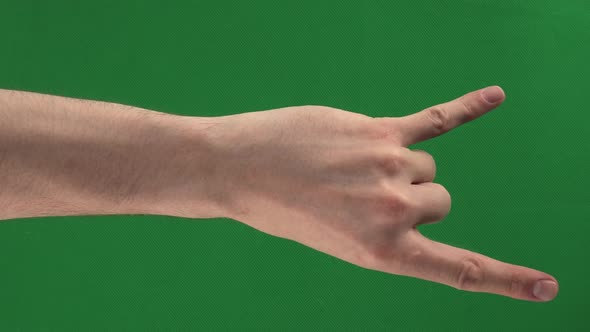 Collection of Male Hand Positive and Negative Gestures on a Green Screen