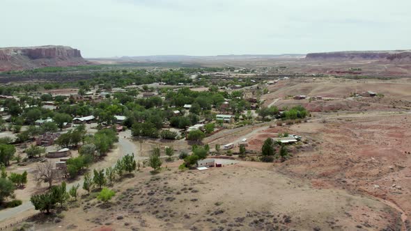 Small Town of Bluff, Utah near Moab in the Southwest Desert - Aerial