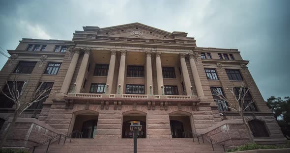 Time lapse of the old Harris County Court House in downtown Houston, Texas.