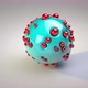 Abstract sphere background light blue large sphere clinging to it small red spheres spinning around - VideoHive Item for Sale