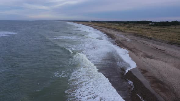 Aerial Over a Seacoast on an Overcaste Day