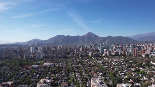 Aerial View Over Santiago de Chile, Capital of Chile, South America. 4K.