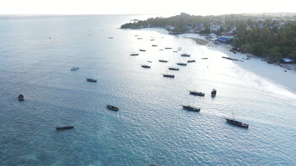 Boats in the Ocean Near the Coast of Zanzibar Tanzania