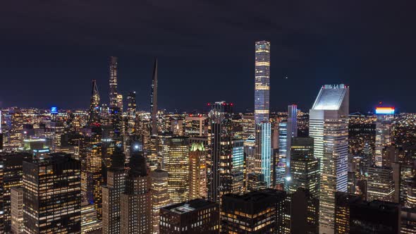 Forwards Fly Around Tall Office Building with Glossy Reflecting Facade