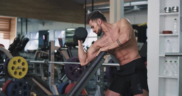 Handsome Guy in a Gym Class Bodybuilding Concept