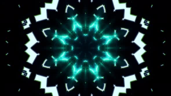 Cyan Kaleidoscope Star Background 4K Loop 02