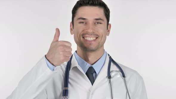 Thumbs Up By Doctor on White Background