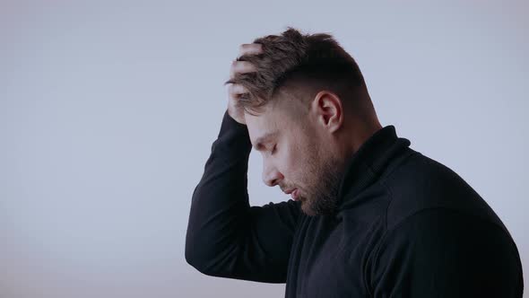 Handsome Bearded Man Having Headache