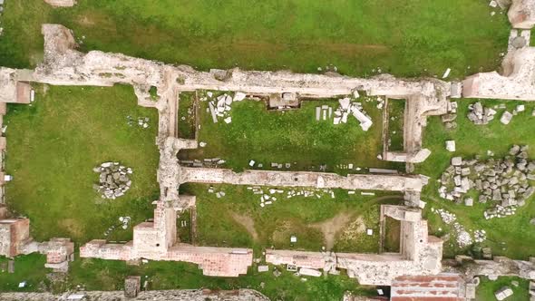 Top down view of Roman ruins. The Old Roman Baths of Odessos, Varna