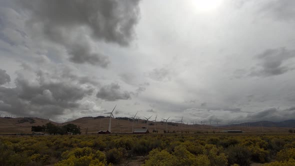 Cloud Time Lapse over Windmills at Red Barn