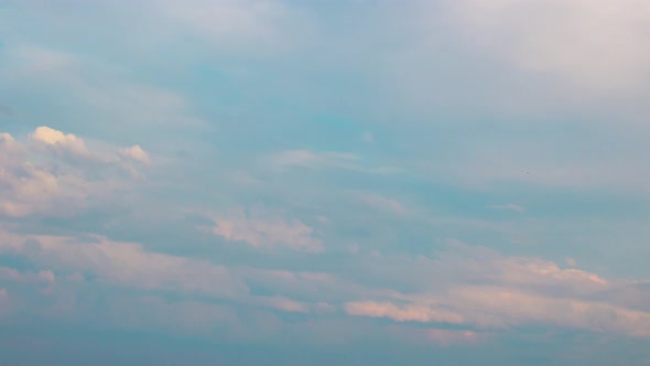 Cloudy Sky Timelapse Background. Abstract Fpuffy Cloudscape in Air Time Lapse.