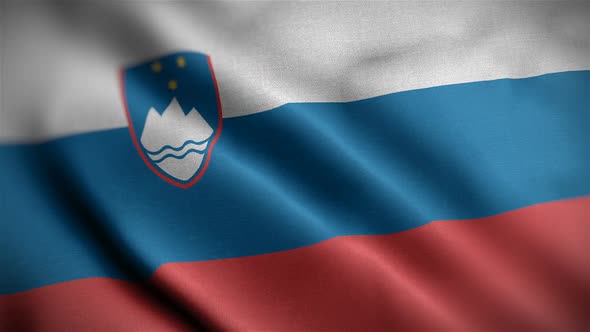 Slovenia Flag Closeup Blowing In Wind