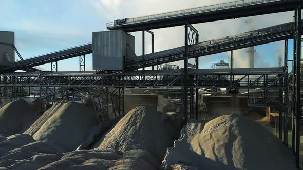 Mountains of Wood Chips at a Timber Processing Plant