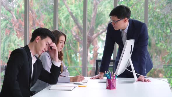 Angry Business Person Dispute Work Problem in Group Meeting