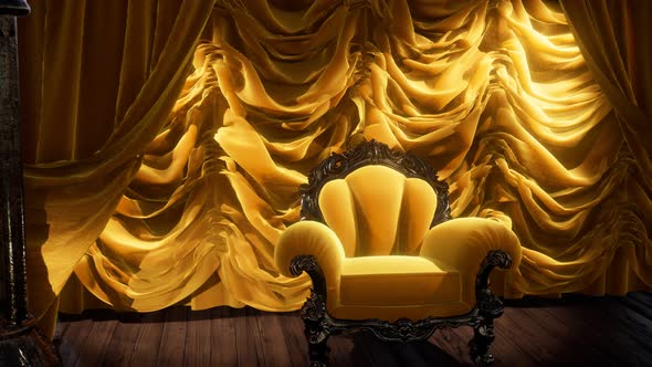 Luxurious Theater Curtain Stage with Chair alt