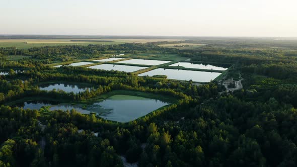 Aerial View Retention Basins Wet Pond Wet Detention Basin Stormwater Management Pond Is Artificial