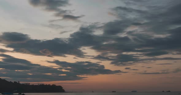 Timelapse Sunrise From Dark to Bright Day Sun Over Sea Waves are Washing