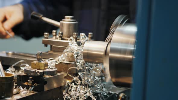 Cutting Factory Tool at Mechanical Turning Metal Working