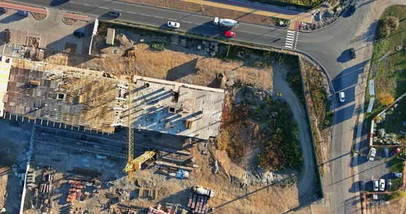 As Part of the Construction of a Multistorey Apartment Building Multiple Tower Cranes are Being Used