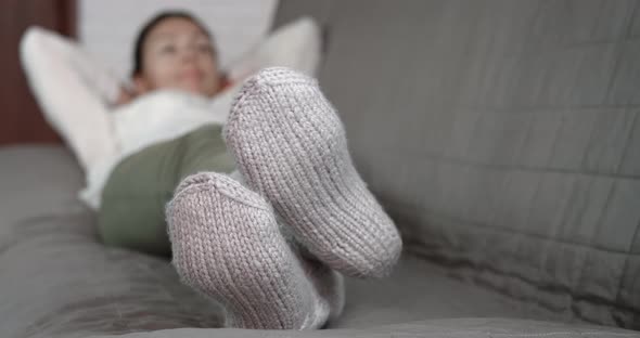 Warming in winter socks.