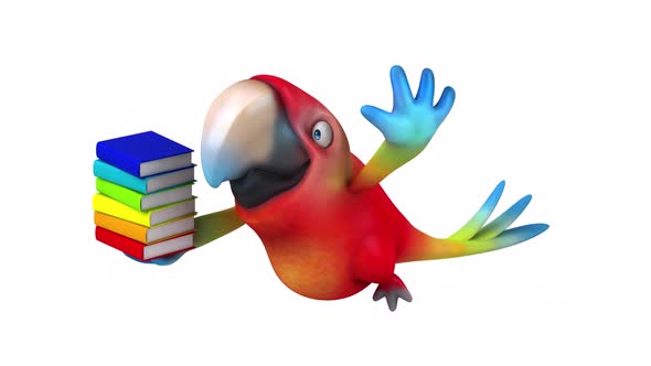 Fun 3D cartoon animation of a Parrot with alpha