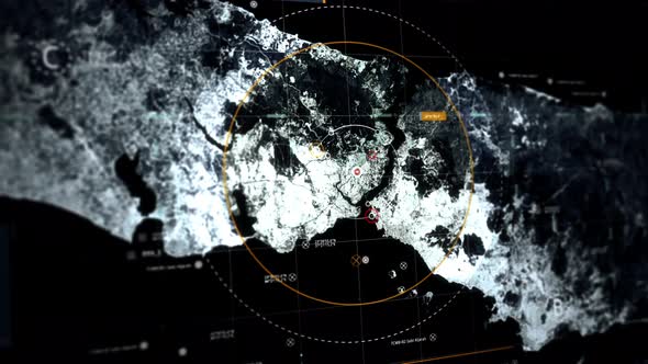 Futuristic Spy Technology to Search International Spy. Satellite Map Scanning. 