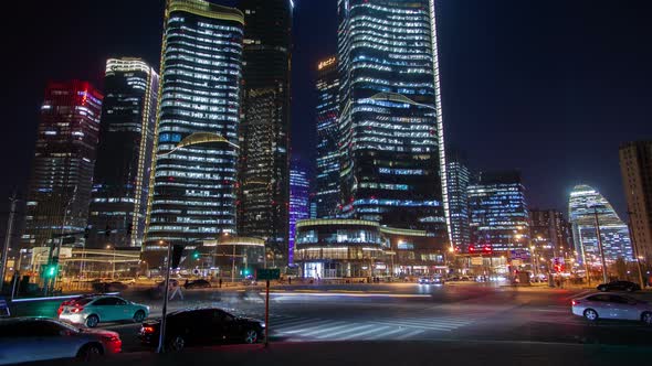 Beijing Wangjing Subdistrict with Road in China Timelapse