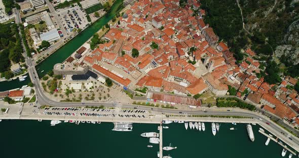 Old City in Kotor Montenegro Aerial View