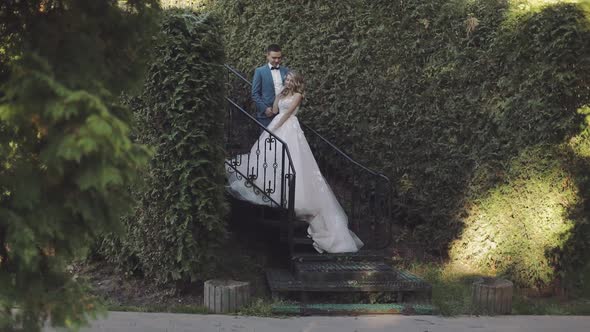 Wedding Couple. Lovely Groom and Bride. Happy Family. Man and Woman in Love