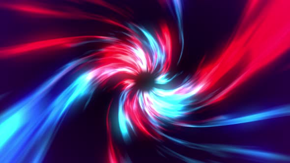 Red and blue dark abstract space background. Wormhole spiral tunnel