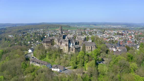 Aerial view of Schloss Braunfels, Germany