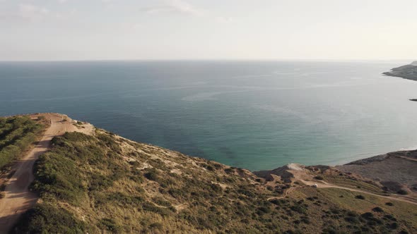 Atlantic coast and Praia da Luz beach, Algarve. Beauty in nature. Aerial view