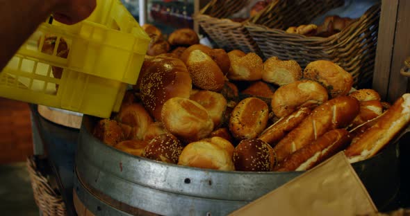 Male Chef Putting Bread in Basket 4k