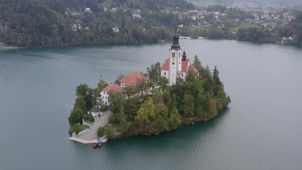 Aerial view of Bled Island, Slovenia