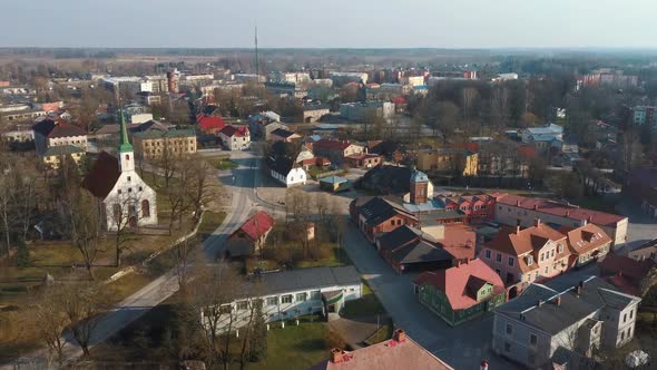 Latvia, Limbazi Medieval Castle Ruins  With New Created High Observation Tower. 4K Dron Video