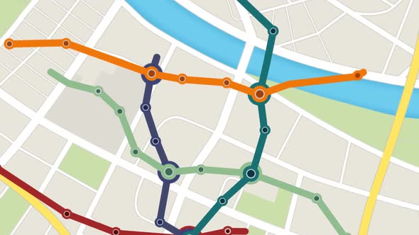 Metro, subway, underground Navigation on city map. Urban transportation system.