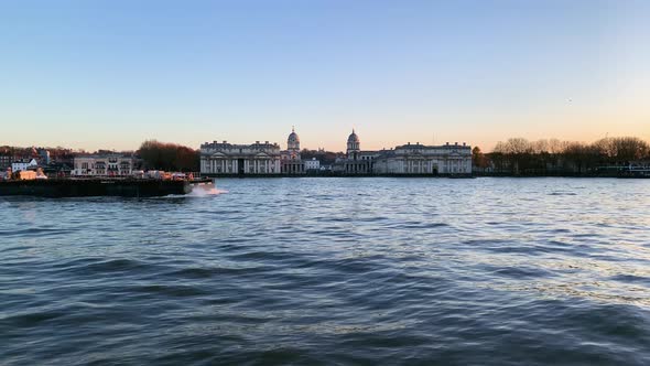 Greenwich River Thames Boat Passing Sc01