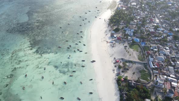 Boats in the Ocean Near the Coast of Zanzibar Tanzania