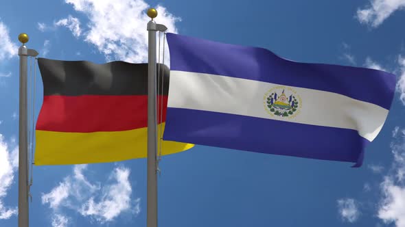 Germany Flag Vs El Salvador On Flagpole