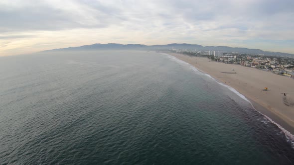 Venice Beach California Aerial Overhead View Flying North