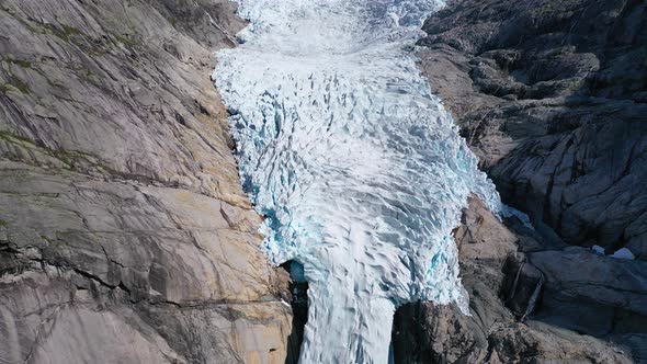 Beautiful glacier on a rocky mountain top