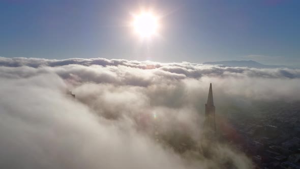 Transamerica Pyramid in a Foggy Morning.