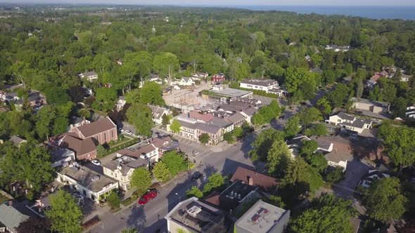 Early morning aerial view over the beautiful town of Niagara-on-the-Lake, Ontario.