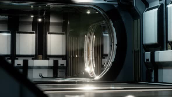 3D Rendering of Realistic Scifi Spaceship Corridor alt