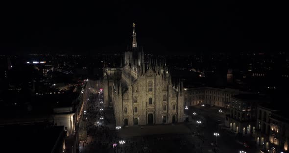 Beautiful Duomo Di Milano Cathedral Illuminated at Night