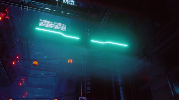 Neon Lights of Futuristic Sci Fi City