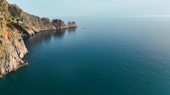 Fishing Near The Shore Sea Aerial View 4 K