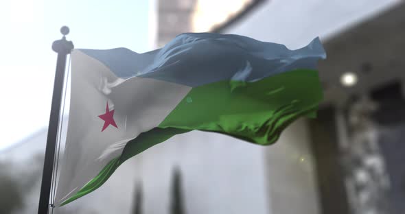 Djibouti national flag waving