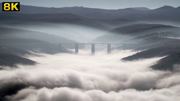High Highway Bridge Above the Clouds