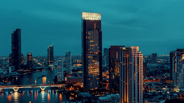 Day and Night Transition Time Lapse of Cityscape and Buildings in Metropolis